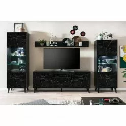 Jack & Alice TV-Lowboard Fintel II - Marmor Schwarz Dekor / Schwarz -Kommoden Verkäufe 2023 1000307048 211110 08234400054 MOOD DETAILS P000000001000307048 mood