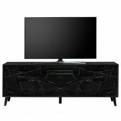 Jack & Alice TV-Lowboard Fintel II - Marmor Schwarz Dekor / Schwarz -Kommoden Verkäufe 2023 1000307048 211110 08234400066 DETAILS P000000001000307048