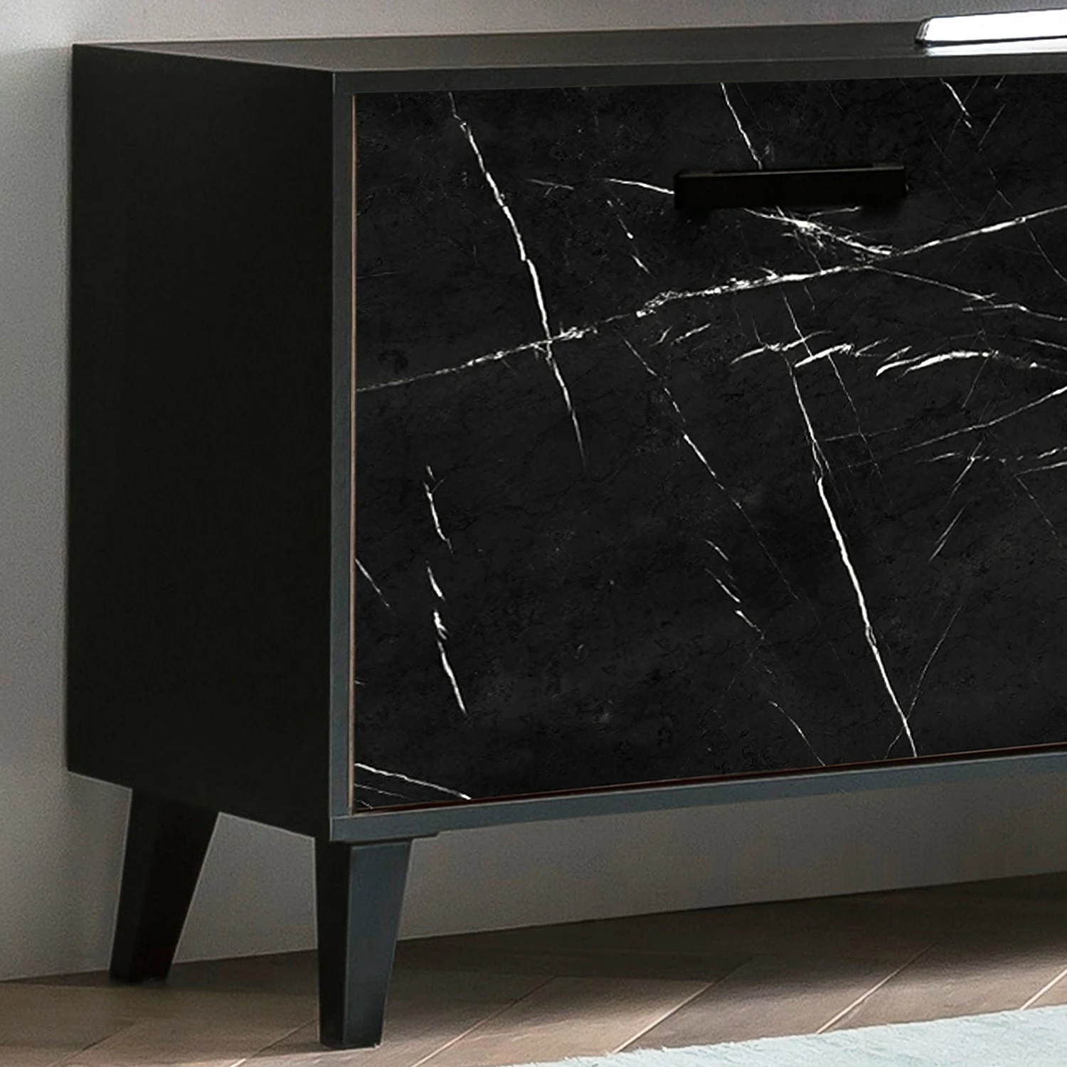 Jack & Alice TV-Lowboard Fintel I - Marmor Schwarz Dekor / Schwarz 8 Jack & Alice TV-Lowboard Fintel I - Marmor Schwarz Dekor / Schwarz – Bild 6