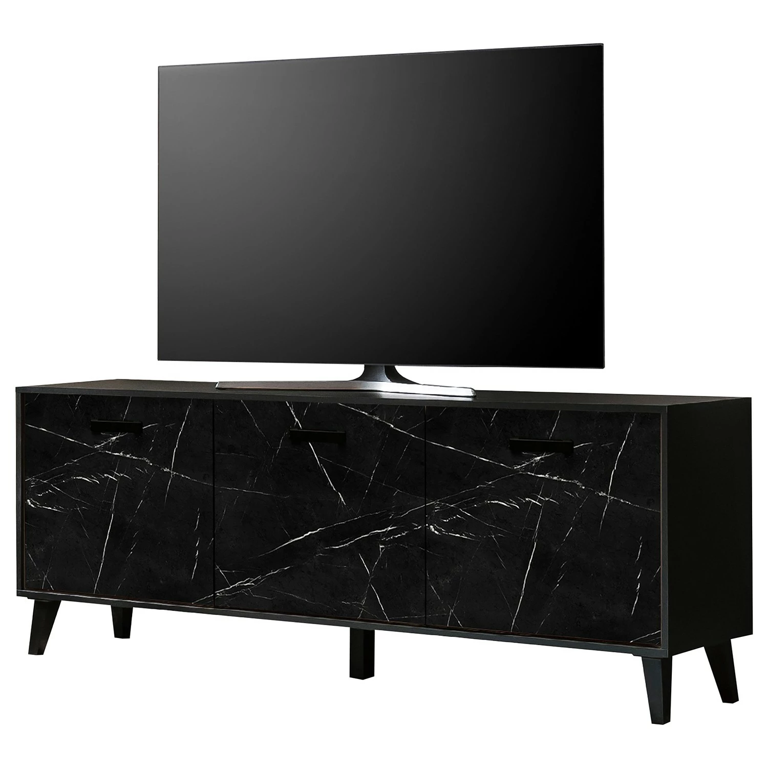 Jack & Alice TV-Lowboard Fintel I - Marmor Schwarz Dekor / Schwarz 3 Jack & Alice TV-Lowboard Fintel I - Marmor Schwarz Dekor / Schwarz