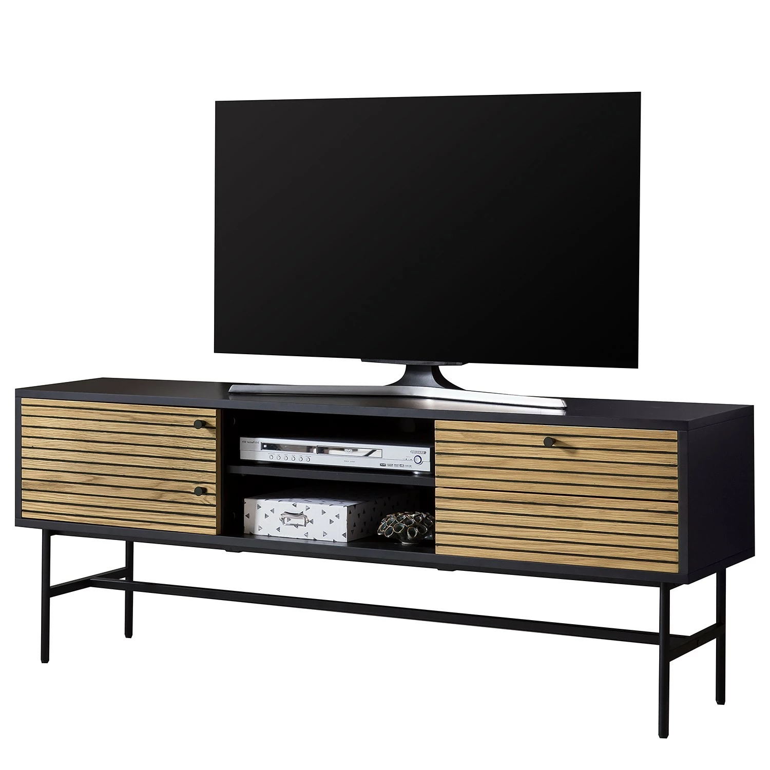 Red Living TV-Lowboard Uckerby - Echtholzfurnier - Eiche / Schwarz 3 Red Living TV-Lowboard Uckerby - Echtholzfurnier - Eiche / Schwarz