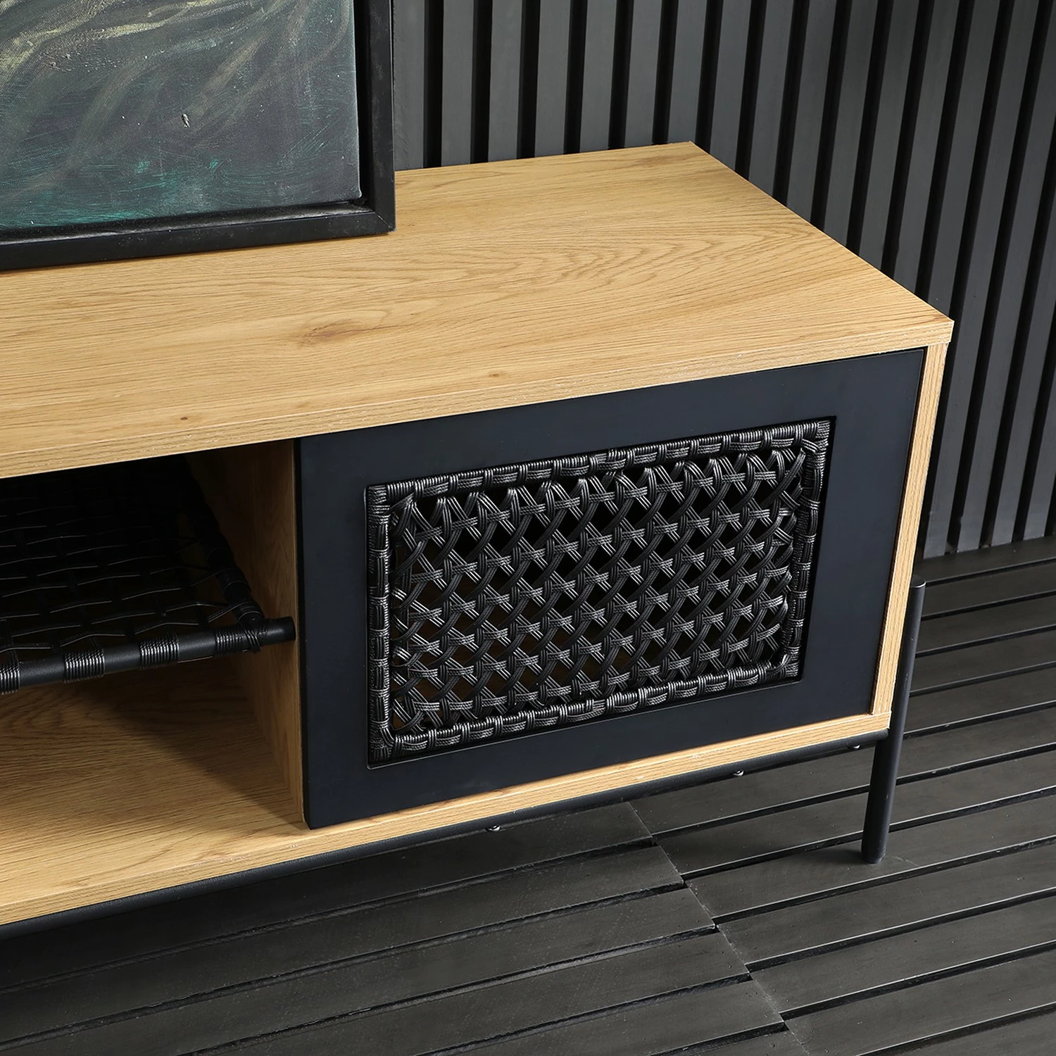 Red Living TV-Lowboard Padbury - Schwarz / Eiche Dekor 5 Red Living TV-Lowboard Padbury - Schwarz / Eiche Dekor – Bild 3