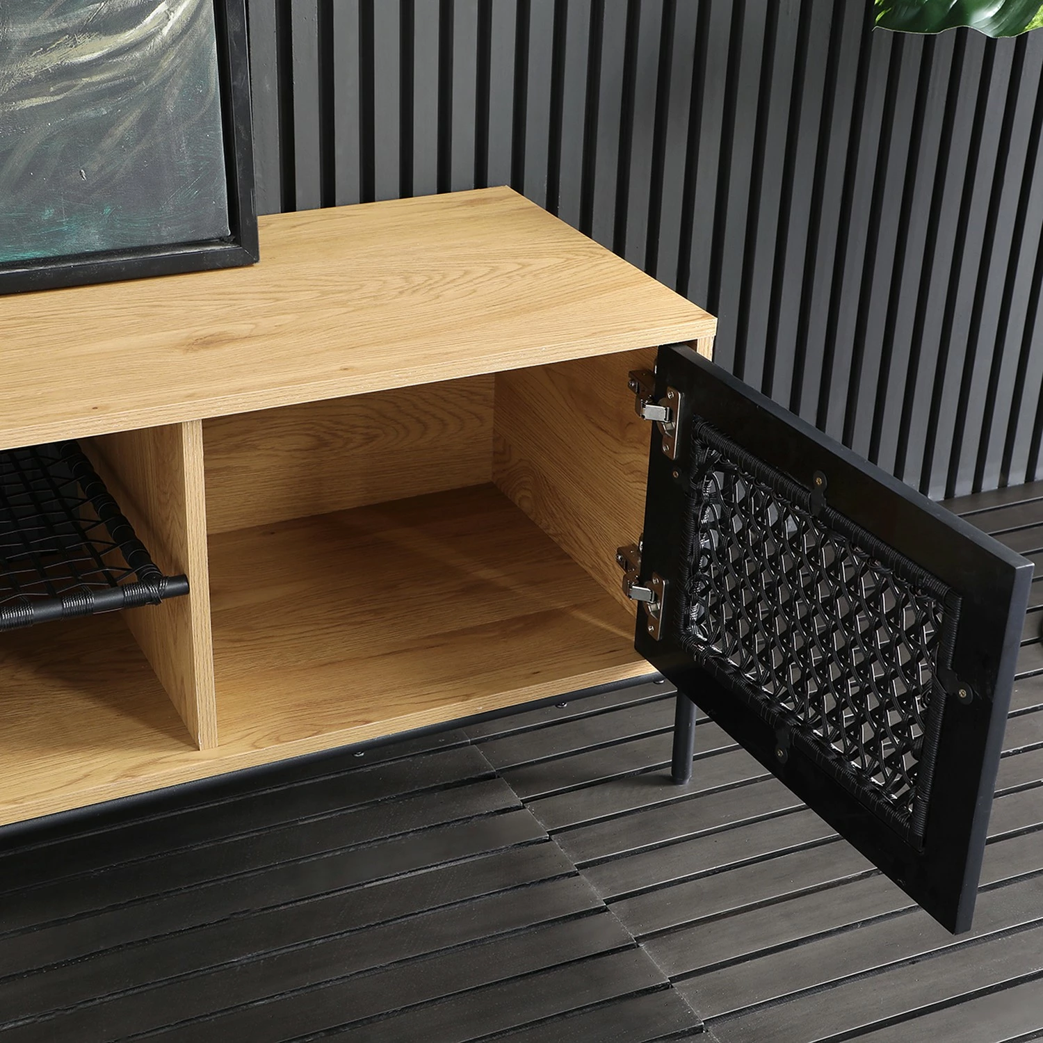 Red Living TV-Lowboard Padbury - Schwarz / Eiche Dekor 6 Red Living TV-Lowboard Padbury - Schwarz / Eiche Dekor – Bild 4