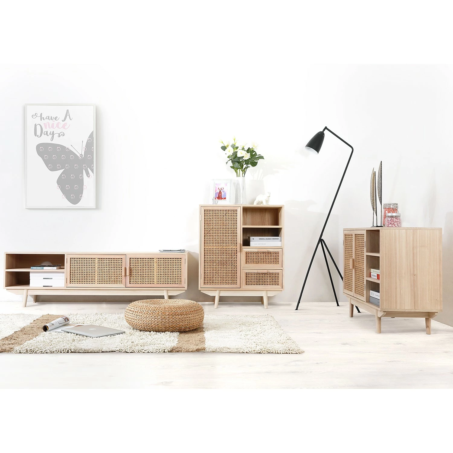 Norrwood TV-Lowboard Pini - Wiener Geflecht / Echtholzfurnier - Natur / Paulownia 5 Norrwood TV-Lowboard Pini - Wiener Geflecht / Echtholzfurnier - Natur / Paulownia – Bild 3