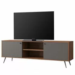 Loftscape TV-Lowboard Sirkka - Grau / Walnuss Dekor