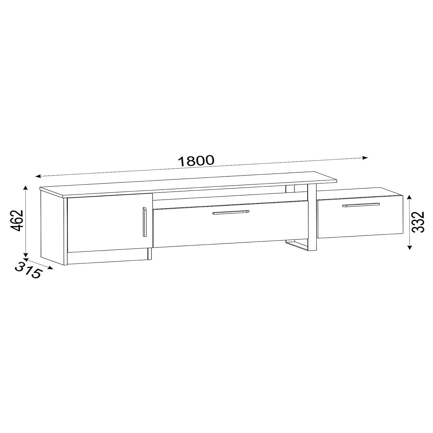 Red Living TV-Lowboard Amarante - Walnuss Dekor / Schwarz 9 Red Living TV-Lowboard Amarante - Walnuss Dekor / Schwarz – Bild 7