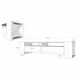 Loftscape TV-Lowboard Varel - Weiß / Walnuss Dekor 11 Loftscape TV-Lowboard Varel - Weiß / Walnuss Dekor -Kommoden Verkäufe 2023 1000333640 220302 500 SKETCH DETAILS P000000001000333640 sketch