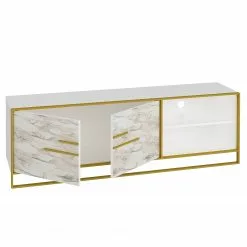 Loftscape TV-Lowboard Pisek - Metall - Marmor Weiß Dekor / Gold -Kommoden Verkäufe 2023 1000333652 220302 030 DETAILS P000000001000333652