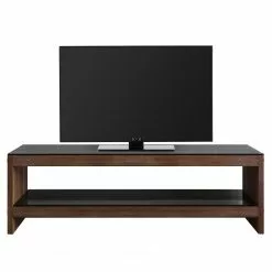 Loftscape TV-Rack Mömbris - Glas / Walnuss massiv - Rauchgrau