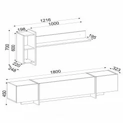 Loftscape Wohnkombination Vidal (2-teilig) - Marmor Schwarz Dekor / Walnuss Dekor / Gold -Kommoden Verkäufe 2023 1000333732 220302 500 SKETCH DETAILS P000000001000333732 sketch
