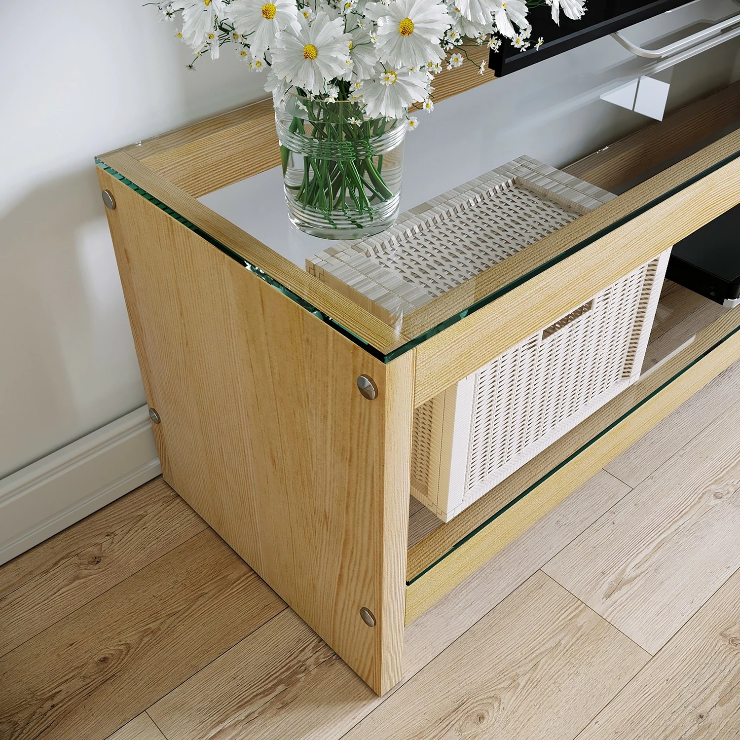 Loftscape Wohnkombination Mömbris (2-teilig) - Glas / Eiche massiv - Transparent / Eiche 6 Loftscape Wohnkombination Mömbris (2-teilig) - Glas / Eiche massiv - Transparent / Eiche – Bild 4