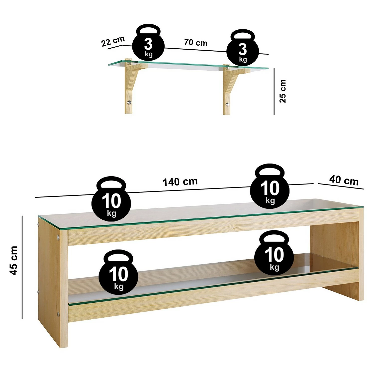 Loftscape Wohnkombination Mömbris (2-teilig) - Glas / Eiche massiv - Transparent / Eiche 8 Loftscape Wohnkombination Mömbris (2-teilig) - Glas / Eiche massiv - Transparent / Eiche – Bild 6