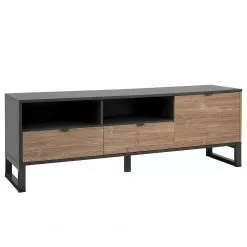 Loftscape TV-Lowboard Mid West - Bambus Dekor / Anthrazit -Kommoden Verkäufe 2023 1000344596 220407 037 DETAILS P000000001000344596