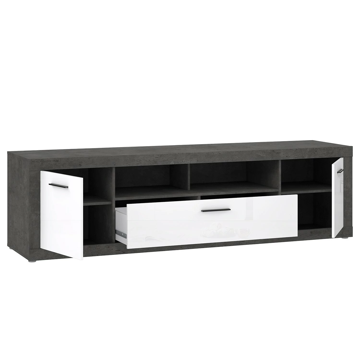 Loftscape TV-Lowboard Vetras II - Hochglanz Weiß / Beton Dekor 9 Loftscape TV-Lowboard Vetras II - Hochglanz Weiß / Beton Dekor – Bild 7