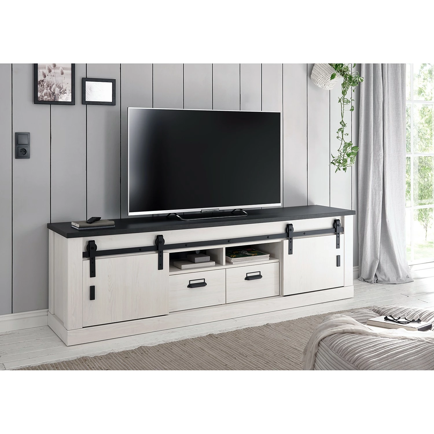 Ridgevalley TV-Lowboard Shutter II - Pinie Weiß Dekor 4 Ridgevalley TV-Lowboard Shutter II - Pinie Weiß Dekor – Bild 2