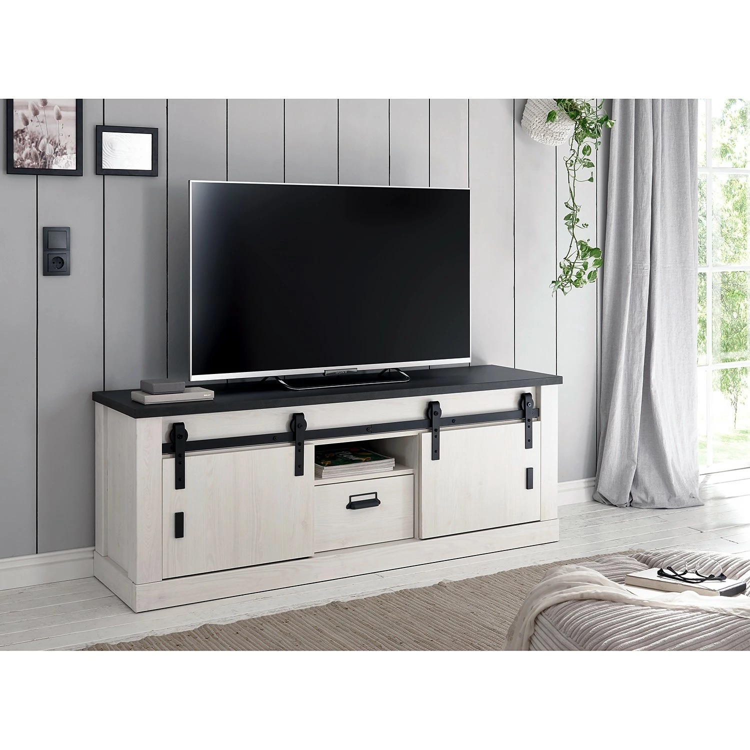 Ridgevalley TV-Lowboard Shutter I - Pinie Weiß Dekor 4 Ridgevalley TV-Lowboard Shutter I - Pinie Weiß Dekor – Bild 2