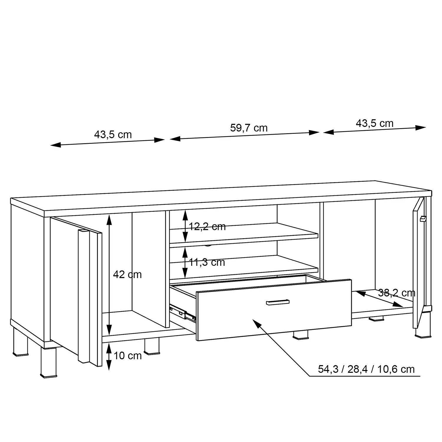 Red Living TV-Lowboard Vallegrande II - Alpenkiefer Dekor / Schwarz 9 Red Living TV-Lowboard Vallegrande II - Alpenkiefer Dekor / Schwarz – Bild 7