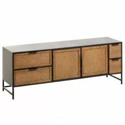 Red Living TV-Lowboard Kisumu - Wiener Geflecht / Eisen - Braun / Schwarz