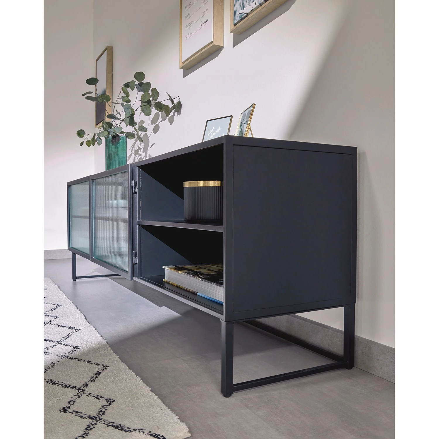 Loftscape TV-Lowboard Tete - Glas / Metall - Schwarz 5 Loftscape TV-Lowboard Tete - Glas / Metall - Schwarz – Bild 3