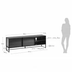 Loftscape TV-Lowboard Tete - Glas / Metall - Schwarz 25 Loftscape TV-Lowboard Tete - Glas / Metall - Schwarz -Kommoden Verkäufe 2023 1000363986 220714 500 SKETCH DETAILS P000000001000363986 sketch