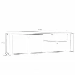 Loftscape TV-Lowboard Millquarter - Weiß / Eiche Hell Dekor -Kommoden Verkäufe 2023 1000364908 220722 500 SKETCH DETAILS P000000001000364908 sketch
