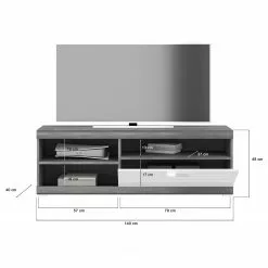 Loftscape TV-Lowboard Sarai II - Hochglanz Weiß / Eiche Grau Dekor -Kommoden Verkäufe 2023 1000365251 220728 500 SKETCH DETAILS P000000001000365251 sketch
