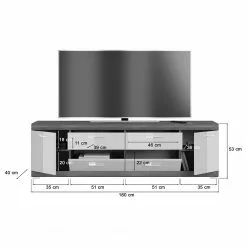 Loftscape TV-Lowboard Sarai I - Hochglanz Weiß / Eiche Grau Dekor -Kommoden Verkäufe 2023 1000365259 220728 500 SKETCH DETAILS P000000001000365259 sketch