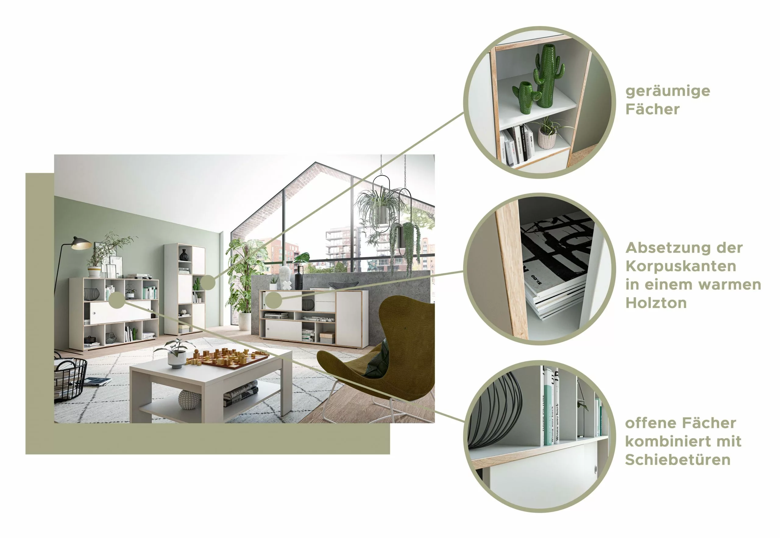 The Kuup Lowboard Weiß Designkante in Eiche 5 The Kuup Lowboard Weiß Designkante in Eiche – Bild 3