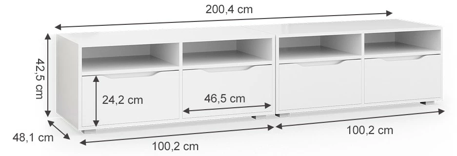 Vicco Lowboard „Ruben“ Weiß 2er Set 7 Vicco Lowboard „Ruben“ Weiß 2er Set – Bild 5