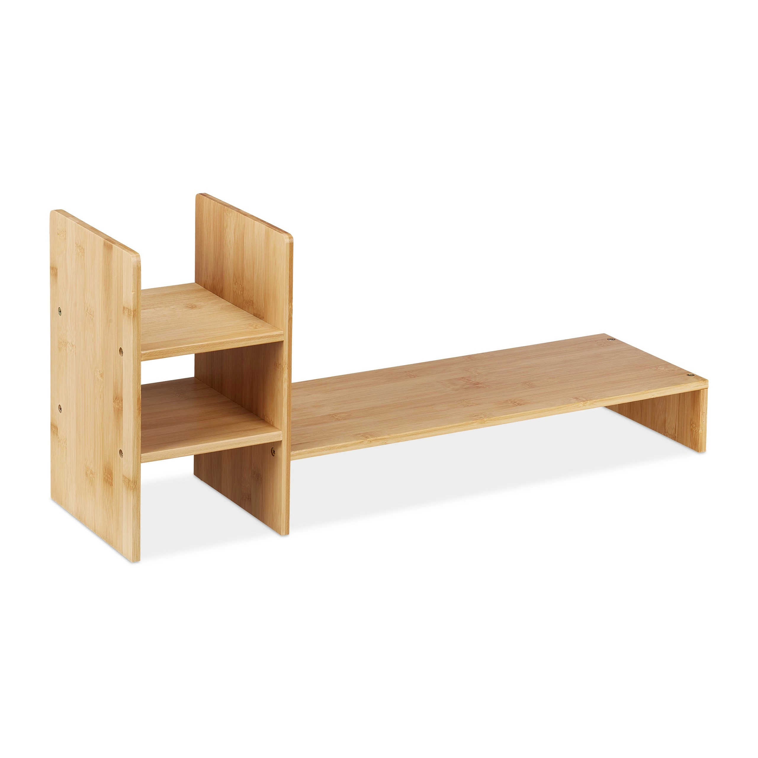 Relaxdays Bambus Monitorständer mit Fächern 7 Relaxdays Bambus Monitorständer mit Fächern – Bild 5