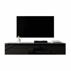 FURNIX RTV Zibo 160cm Weiß Schwarz glänzend -Kommoden Verkäufe 2023 1ed9c45875e0457a9c79f89f290c6333