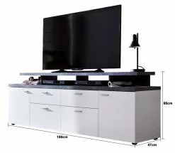 Ebuy24 Mood TV Möbel - Mood TV Möbel 2 Türen, 2 Schubladen, 4 Offene Fächer, 2 Klappen weiß, Stone dekor. -Kommoden Verkäufe 2023 1f07fb6586214e80a0208dbbbb79d3eb.cropped 93 109 925 806.processed