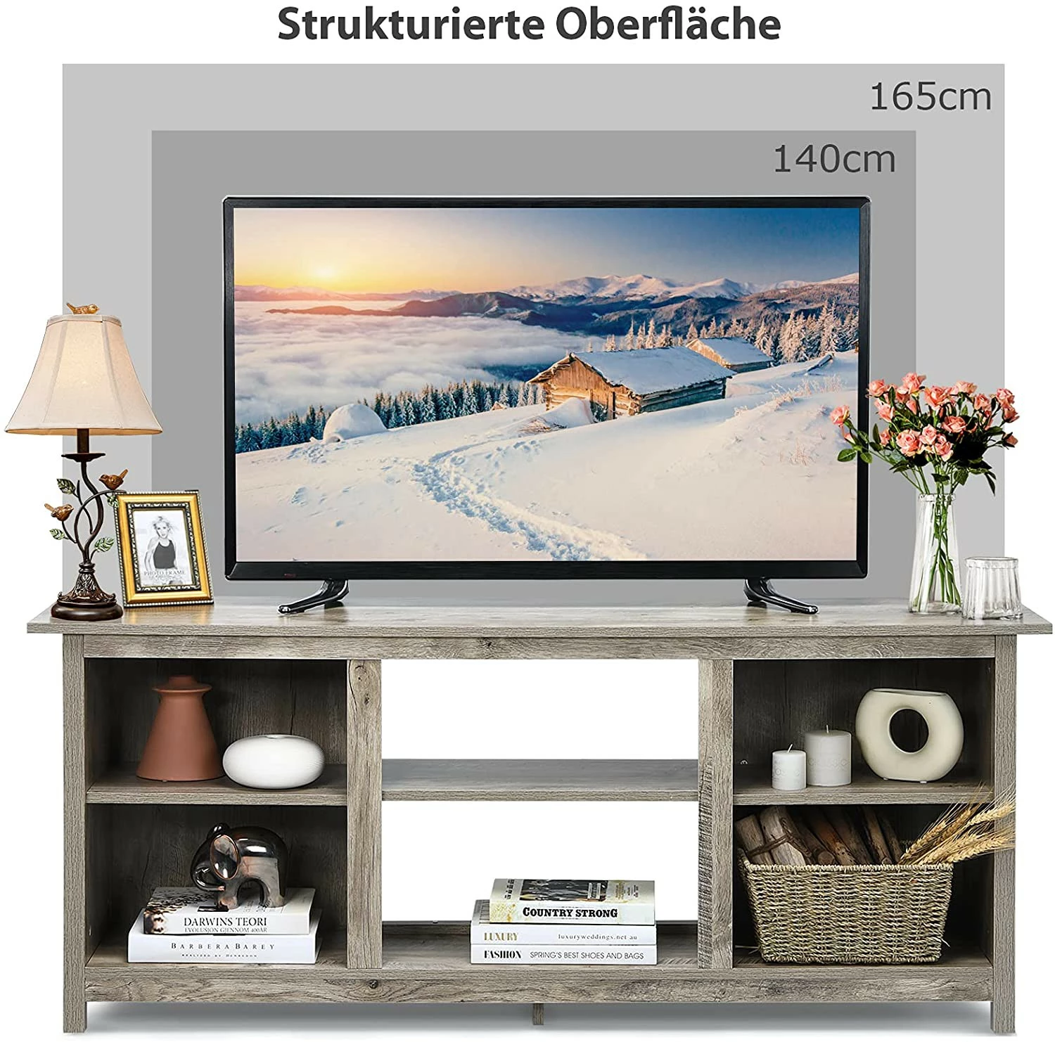 Costway 2-stufiger TV Schrank 147cm 5 Costway 2-stufiger TV Schrank 147cm – Bild 3