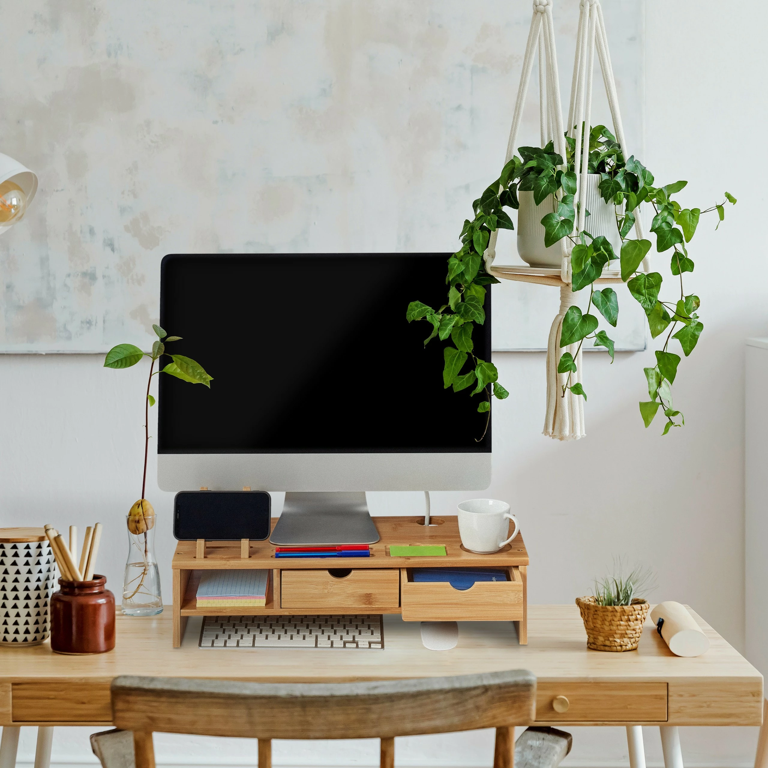 Relaxdays Monitorständer aus Bambus 6 Relaxdays Monitorständer aus Bambus – Bild 4