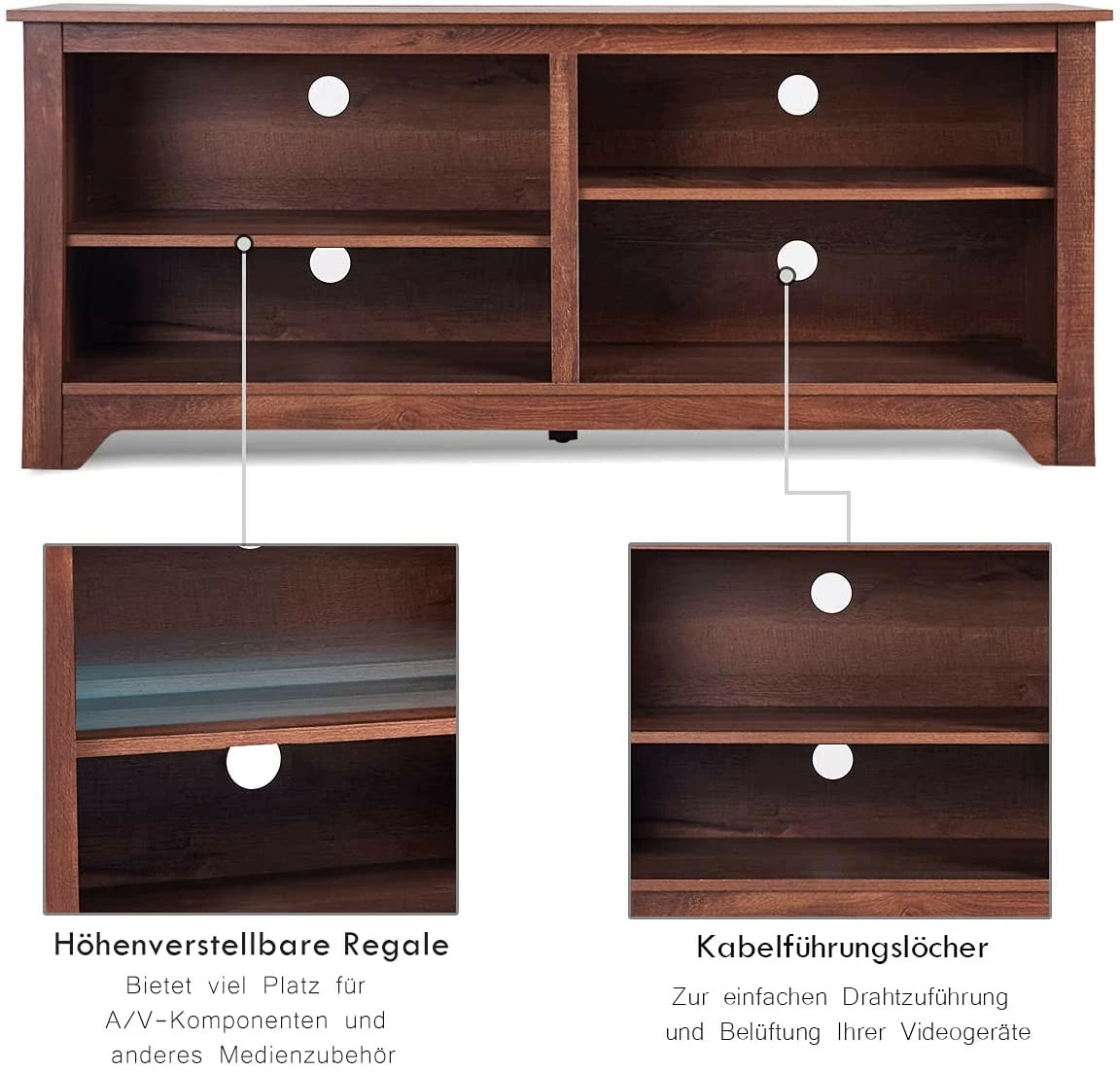 Costway 3-stufige Moderner TV-Ständer 5 Costway 3-stufige Moderner TV-Ständer – Bild 3