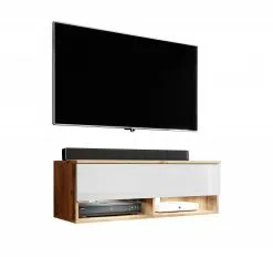 FURNIX TV-Schrank Alyx 100cm Wotan-Weiß mit LED
