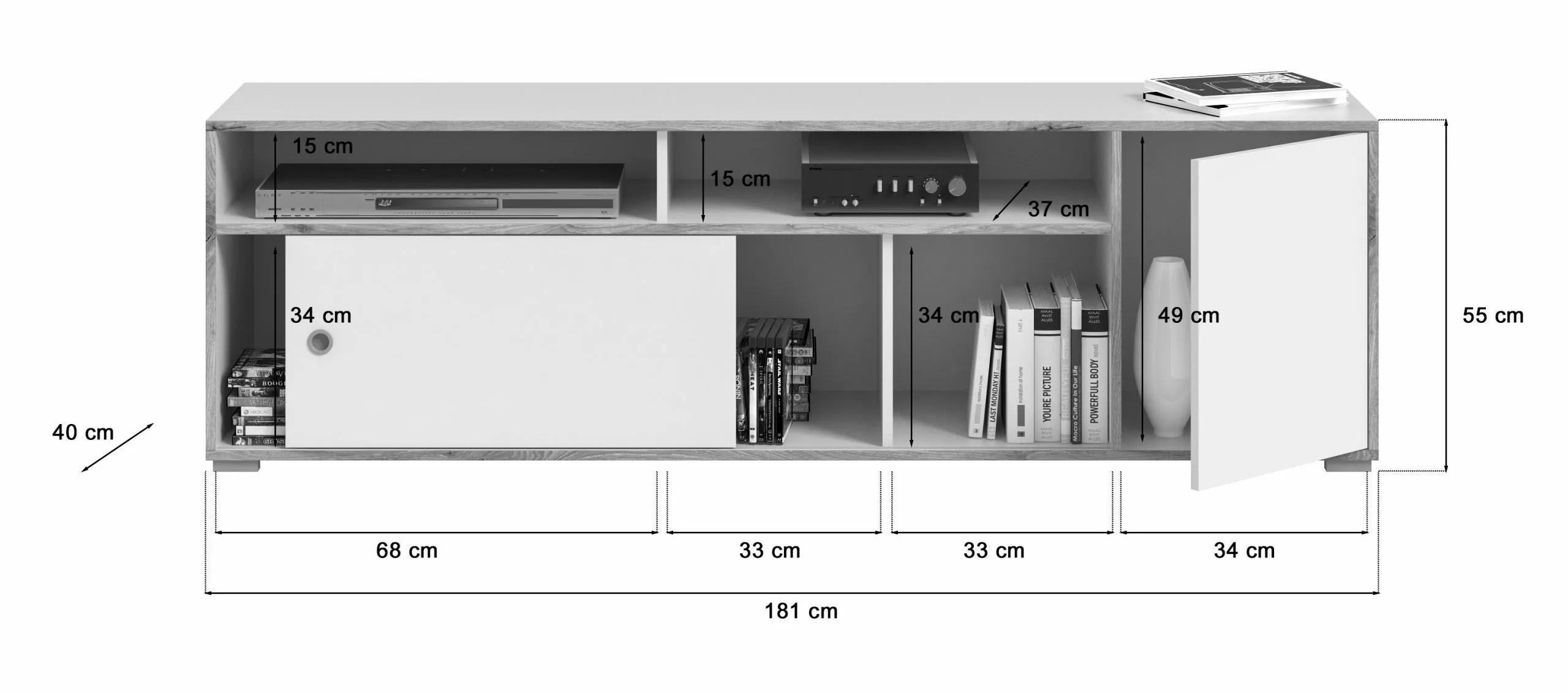 The Kuup Lowboard Weiß Designkante in Eiche 7 The Kuup Lowboard Weiß Designkante in Eiche – Bild 5