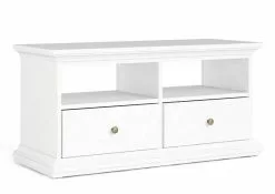 Ebuy24 Venedig Tv/Hifi-Möbel - Venedig Tv/Hifi-Möbel mit 2 Schubladen und 2 Ablagen Breite 102 cm, Höhe 51 cm weiß.