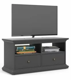 Ebuy24 Venedig TV Tisch - Venedig TV Tisch 2 Schubladen und 2 Fächer matt grau.