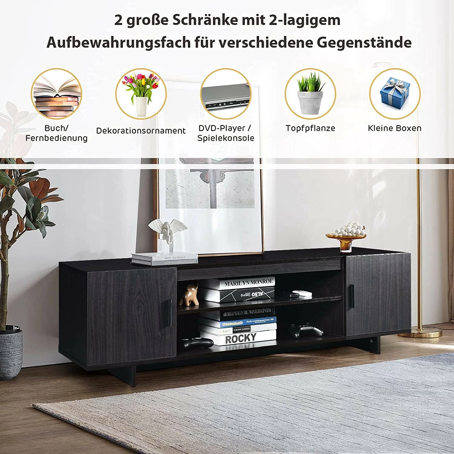 Costway Fernsehschrank TV Schrank 7 Costway Fernsehschrank TV Schrank – Bild 5