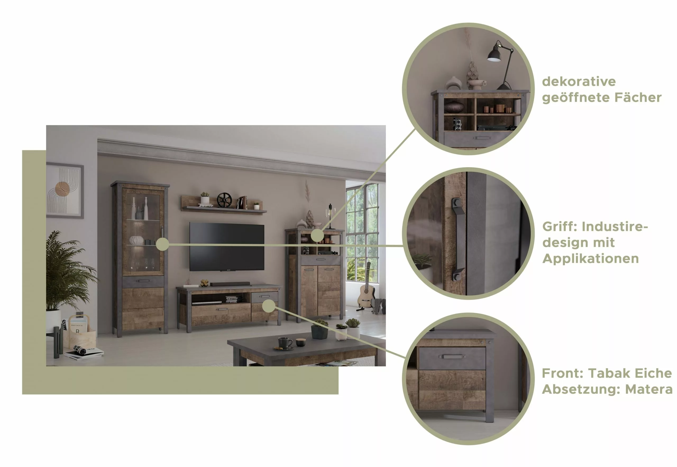 The Kuup TV Schrank TV Rack Lowboard Tabak Eiche 5 The Kuup TV Schrank TV Rack Lowboard Tabak Eiche – Bild 3