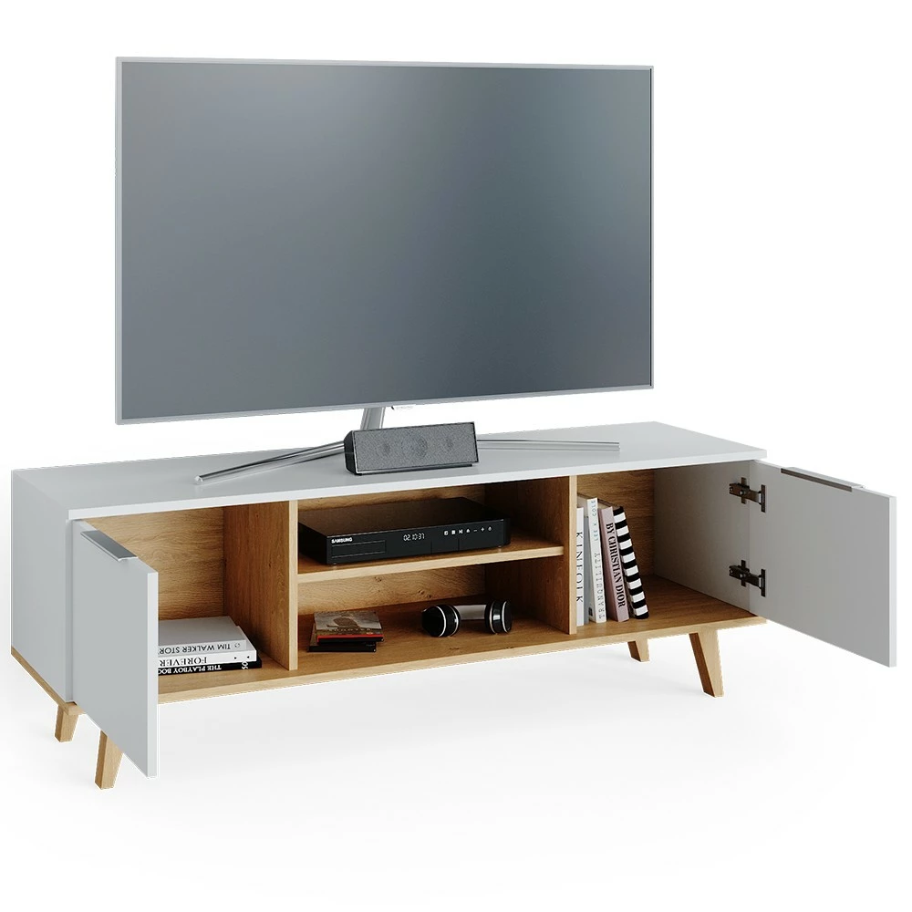 Vicco Lowboard „Neptune“ Weiß/Eiche 6 Vicco Lowboard „Neptune“ Weiß/Eiche – Bild 4