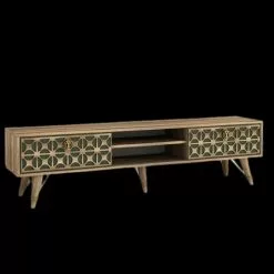 Moebel17 TV Lowboard Valente Walnuss Dunkelgrün