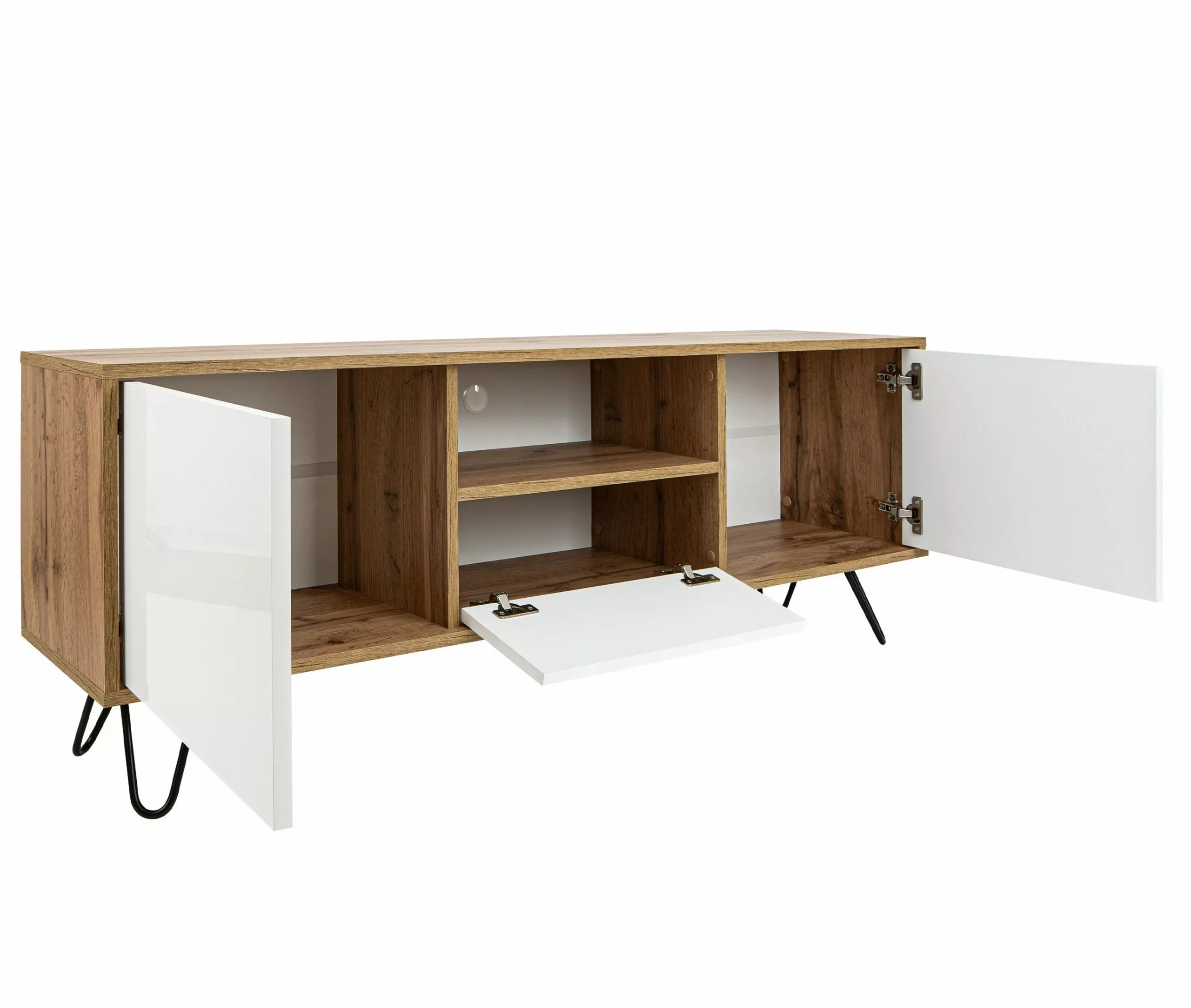 Wonello TV-Lowboard OSLO - Weiß - Holz - Eiche Dekor 8 Wonello TV-Lowboard OSLO - Weiß - Holz - Eiche Dekor – Bild 6