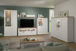 Ebuy24 Shade TVUnterteil 2 - Shade TVUnterteil 2 Schubladen, 2 Offene Fächer Pine weiß Dekor, Eiche Dekor. -Kommoden Verkäufe 2023 5dbfc0db7a3e494bb5ba2dd25070150c