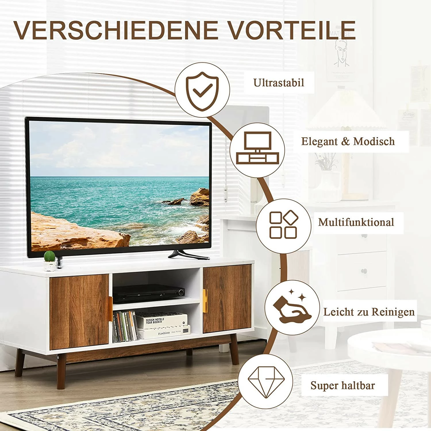 Costway TV-Ständer Fernsehschrank Holz 5 Costway TV-Ständer Fernsehschrank Holz – Bild 3