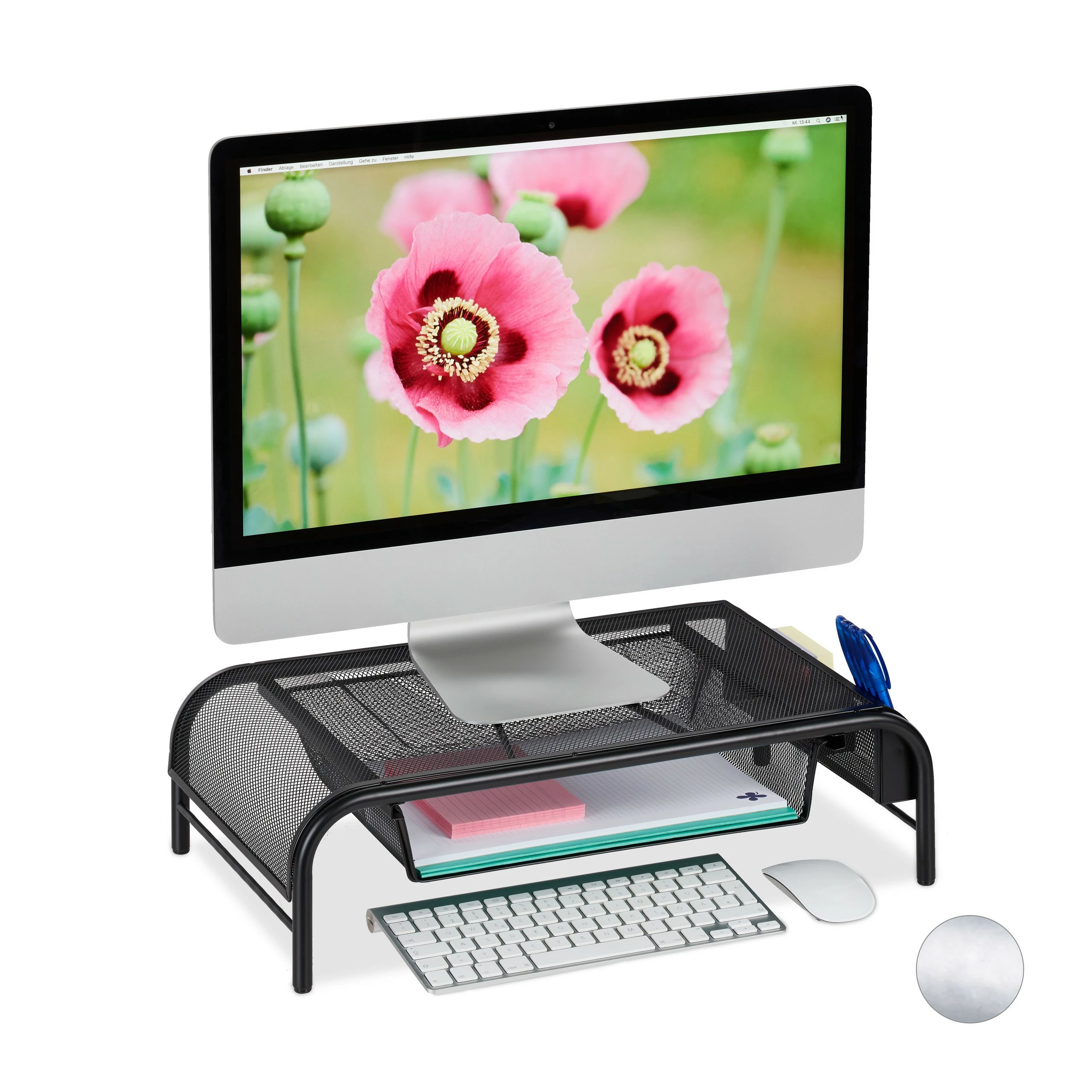 Relaxdays Monitorständer mit Schublade - Schwarz - Metall 3 Relaxdays Monitorständer mit Schublade - Schwarz - Metall