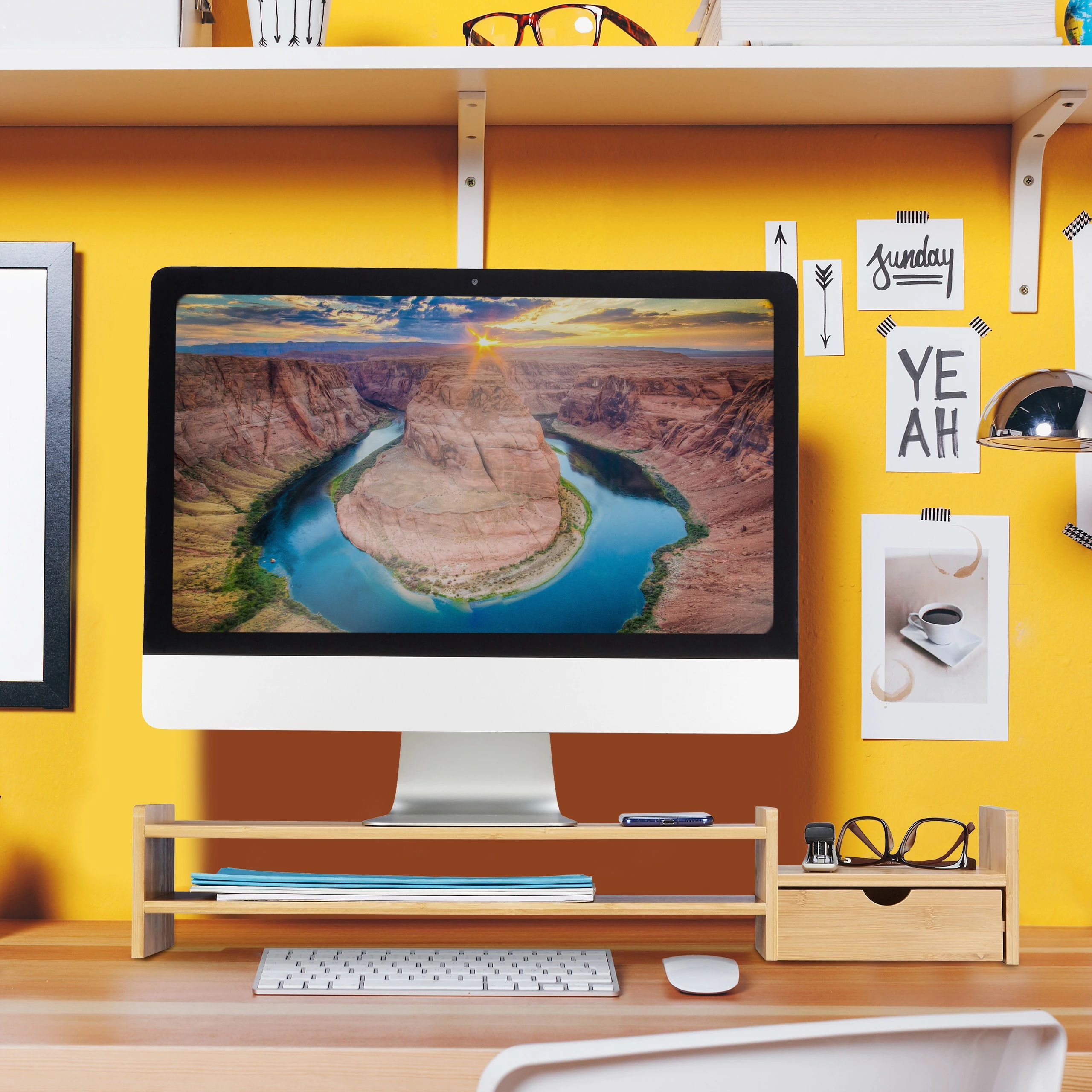 Relaxdays Monitorständer aus Bambus 4 Relaxdays Monitorständer aus Bambus – Bild 2