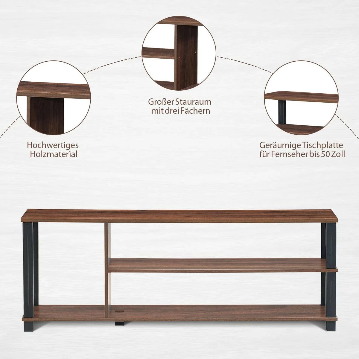Costway TV-Schrank Fernsehschrank Holz 7 Costway TV-Schrank Fernsehschrank Holz – Bild 5