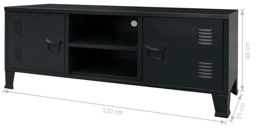 VidaXL TV-Schrank Metall Industrie-Stil - vidaXL TV-Schrank Metall Industrie-Stil 120 x 35 x 48 cm Schwarz 10 VidaXL TV-Schrank Metall Industrie-Stil - vidaXL TV-Schrank Metall Industrie-Stil 120 x 35 x 48 cm Schwarz – Bild 8